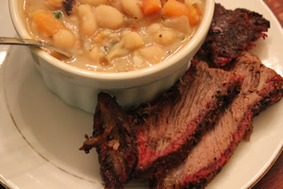 Smoked Chuck Roast with Bean Soup